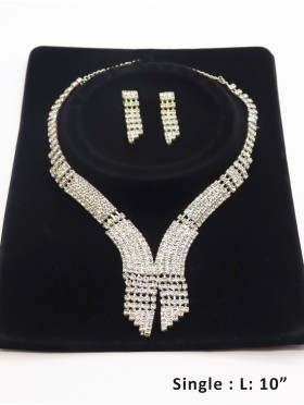 Adjustable Rhinestone Necklace And Earring Set